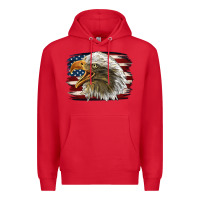 Red American Flag Eagle Premium Hoodie - LillyAllenDesigns