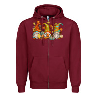 Burgundy fall gnomes Zipper Hoodie - Zillion Design Studio