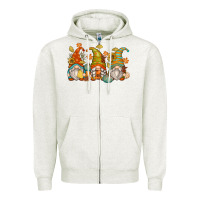 Oatmeal Heather fall gnomes Zipper Hoodie - Zillion Design Studio