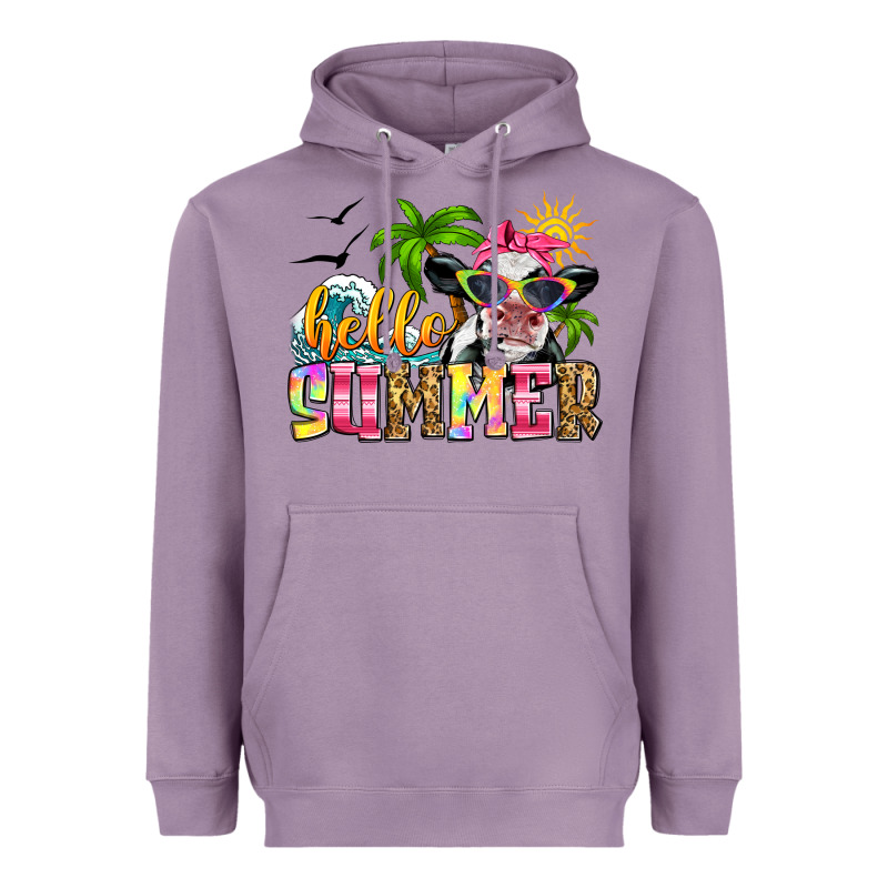 Hello Summer Cow Heavyweight Hoodie by Zillion Design Studio | Teevron