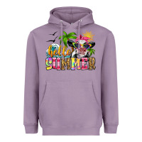 Lavender hello summer cow Heavyweight Hoodie - Zillion Design Studio