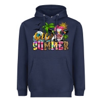Navy hello summer cow Heavyweight Hoodie - Zillion Design Studio