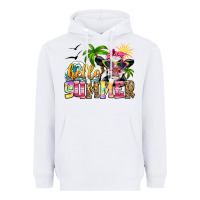 White hello summer cow Heavyweight Hoodie - Zillion Design Studio