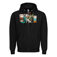 Black beagle dog coffee cups Zipper Hoodie - texasbilliewilder