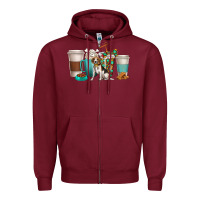 Burgundy beagle dog coffee cups Zipper Hoodie - texasbilliewilder