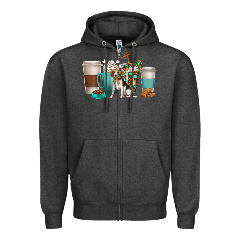 Beagle Dog Coffee Cups Zipper Hoodie by texasbilliewilder | Teevron