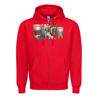 Red beagle dog coffee cups Zipper Hoodie - texasbilliewilder