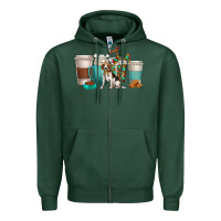 Sports Green beagle dog coffee cups Zipper Hoodie - texasbilliewilder