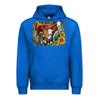Cobalt Hereford Cow and Hereford Calf With Leopard Urban Hoodie - LillyAllenDesigns