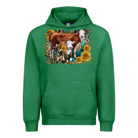Emerald Hereford Cow and Hereford Calf With Leopard Urban Hoodie - LillyAllenDesigns
