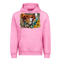 Fuchsia Pink Hereford Cow and Hereford Calf With Leopard Urban Hoodie - LillyAllenDesigns