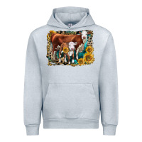 Heather Grey Hereford Cow and Hereford Calf With Leopard Urban Hoodie - LillyAllenDesigns