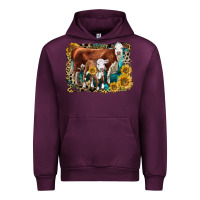 Mauve Wine Hereford Cow and Hereford Calf With Leopard Urban Hoodie - LillyAllenDesigns