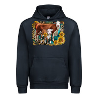 Navy Hereford Cow and Hereford Calf With Leopard Urban Hoodie - LillyAllenDesigns