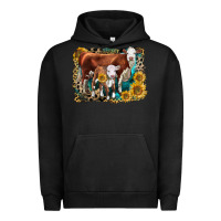 Pigment Black Hereford Cow and Hereford Calf With Leopard Urban Hoodie - LillyAllenDesigns