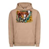 Pigment Burro Hereford Cow and Hereford Calf With Leopard Urban Hoodie - LillyAllenDesigns