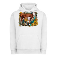 Pigment Lunar Rock Hereford Cow and Hereford Calf With Leopard Urban Hoodie - LillyAllenDesigns
