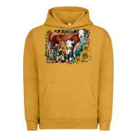 Pigment Peanut Butter Hereford Cow and Hereford Calf With Leopard Urban Hoodie - LillyAllenDesigns