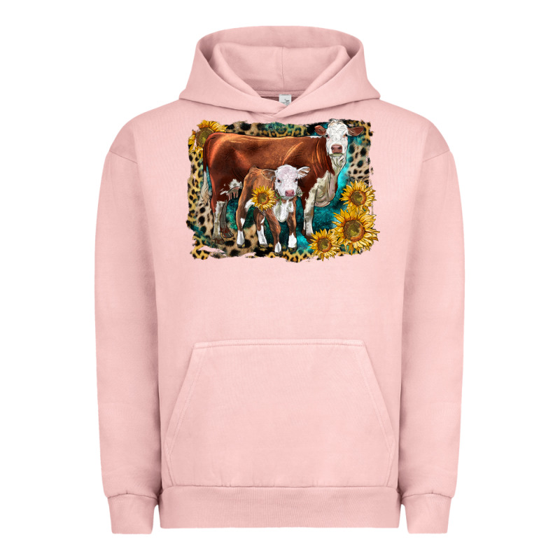 Hereford Cow And Hereford Calf With Leopard Urban Hoodie by LillyAllenDesigns | Teevron