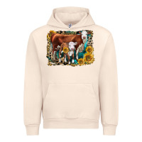 Sandshell Hereford Cow and Hereford Calf With Leopard Urban Hoodie - LillyAllenDesigns