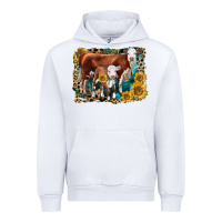 White Hereford Cow and Hereford Calf With Leopard Urban Hoodie - LillyAllenDesigns