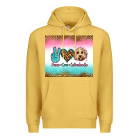 Antique Gold peace love labradoodle Premium Hoodie - Jasminsmagicworld