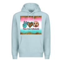Blue Mist peace love labradoodle Premium Hoodie - Jasminsmagicworld