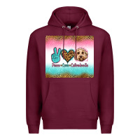 Burgundy peace love labradoodle Premium Hoodie - Jasminsmagicworld