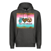 Charcoal Heather peace love labradoodle Premium Hoodie - Jasminsmagicworld