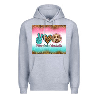 Heather Grey peace love labradoodle Premium Hoodie - Jasminsmagicworld