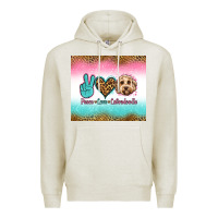 Oatmeal Heather peace love labradoodle Premium Hoodie - Jasminsmagicworld