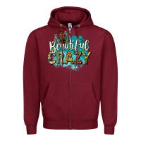 Burgundy beautiful crazy Zipper Hoodie - texasbilliewilder