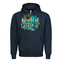 Navy beautiful crazy Zipper Hoodie - texasbilliewilder
