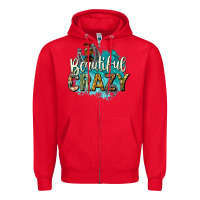 Red beautiful crazy Zipper Hoodie - texasbilliewilder