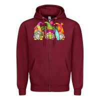 Burgundy summer gnomes Zipper Hoodie - Zillion Design Studio