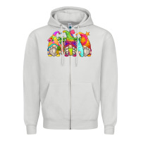 Dove Grey summer gnomes Zipper Hoodie - Zillion Design Studio