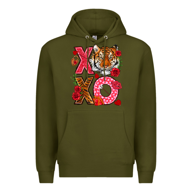Xoxo With Tiger Premium Hoodie by NancyCooperArtShop | Teevron