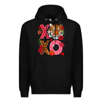 Black xoxo with tiger Premium Hoodie - NancyCooperArtShop