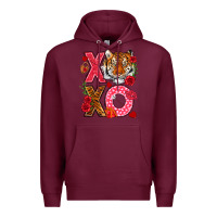 Burgundy xoxo with tiger Premium Hoodie - NancyCooperArtShop