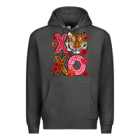 Charcoal Heather xoxo with tiger Premium Hoodie - NancyCooperArtShop