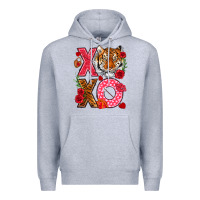 Heather Grey xoxo with tiger Premium Hoodie - NancyCooperArtShop