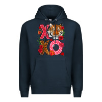 Navy xoxo with tiger Premium Hoodie - NancyCooperArtShop
