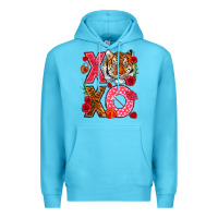 Ocean Blue xoxo with tiger Premium Hoodie - NancyCooperArtShop