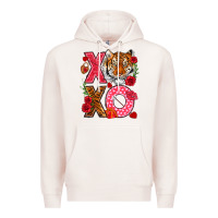 Pale Pink xoxo with tiger Premium Hoodie - NancyCooperArtShop