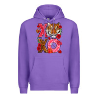 Purple xoxo with tiger Premium Hoodie - NancyCooperArtShop