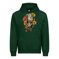 Forest Green hereford bull rope and sunflowers Urban Hoodie - LillyAllenDesigns