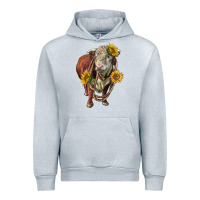 Heather Grey hereford bull rope and sunflowers Urban Hoodie - LillyAllenDesigns
