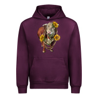 Mauve Wine hereford bull rope and sunflowers Urban Hoodie - LillyAllenDesigns