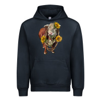 Navy hereford bull rope and sunflowers Urban Hoodie - LillyAllenDesigns