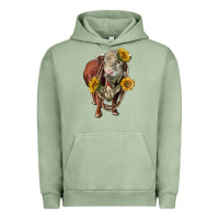 Pigment Oil Green hereford bull rope and sunflowers Urban Hoodie - LillyAllenDesigns